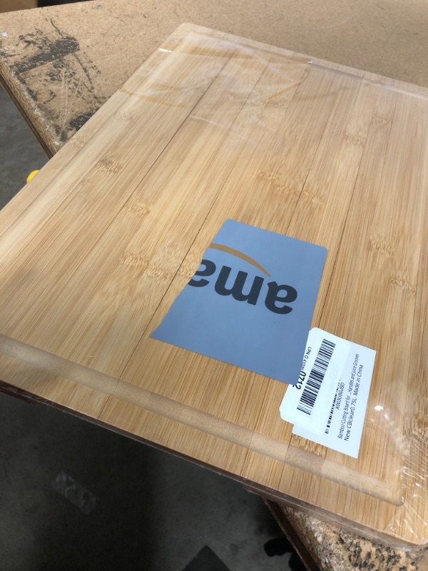 Photo 1 of ***CRACKED** Bamboo Cutting Board for Kitchen, 18" Large Wood Charcuterie Cheese Board, Wooden Chopping Block with Side Handles and Juice Grooves