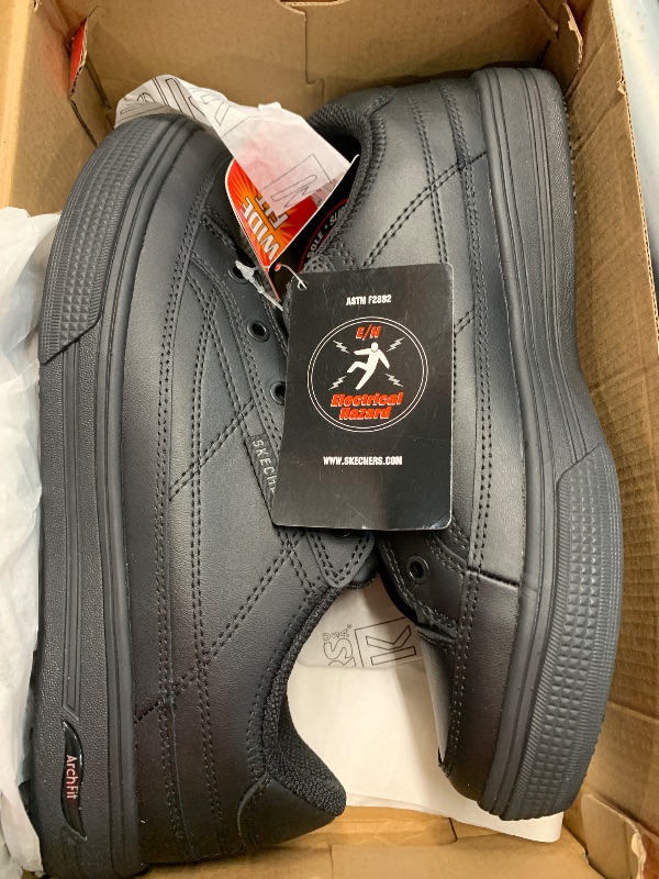 Photo 1 of (missing shoe laces) Skechers Women's Arch Fit Arcade Bungee Slip Reistant Health Care Professional Shoe, BLK, 8 Wide