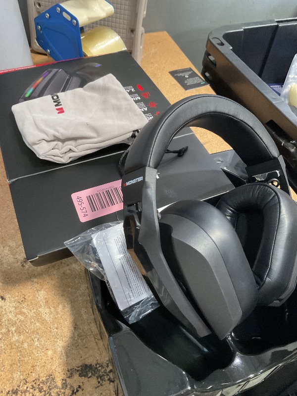Photo 1 of ***(PARTS ONLY/ MISSING PARTS/ NON FUNCTIONAL)***Monster Mission ANC200 Wireless Gaming Headset, 7.1 Virtual Surround Sound, ANC, Stealth Retractable Mic, 70HRS Battery, 2.4GHz or BT, for PC, PS5, Mobile, 3.5mm Audio Jack (Black)