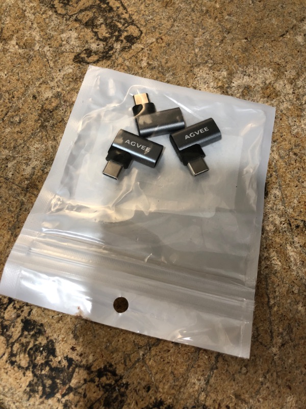 Photo 1 of **MISSING ONE** AGVEE 3 Pack Side Angle 90 Degree USB-C Male to USB-C Right Angled Female Adapter (Type-C 3.2 Gen 2) Converter Video Type-C 10G Data Extension Coupler Converter Connector, Black