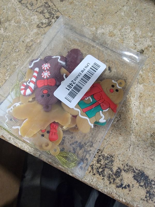 Photo 1 of 12pcs Gingerbread Man Ornaments for Christmas Tree, Assorted Gingerbread Figurines Ornaments, Christmas Tree Hanging Decorations, 3 Inch Tall