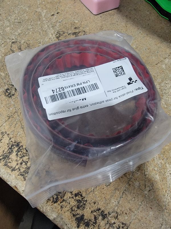 Photo 1 of 1/5 inch Height Floor Transition Strip, Self Adhesive Carpet Wood Tile Vinyl Flooring Laminate Transition Cover Edge Trim Gap Doorway Threshold for Uneven Floors (40 inches, Red Wine)