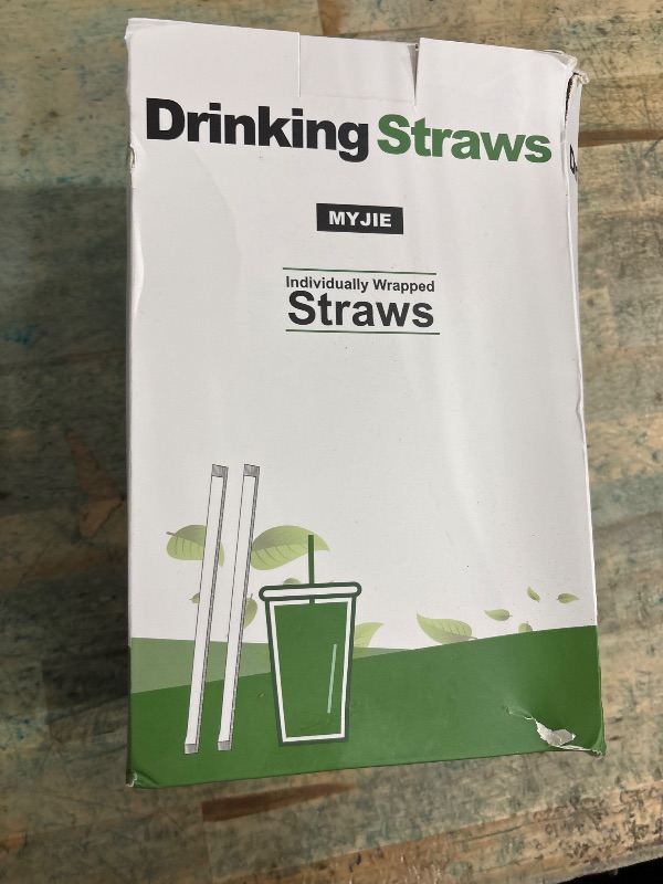 Photo 1 of [400 Pcs] Clear Individually Wrapped Disposable Plastic Straws(7.5" longX0.23" diameter)