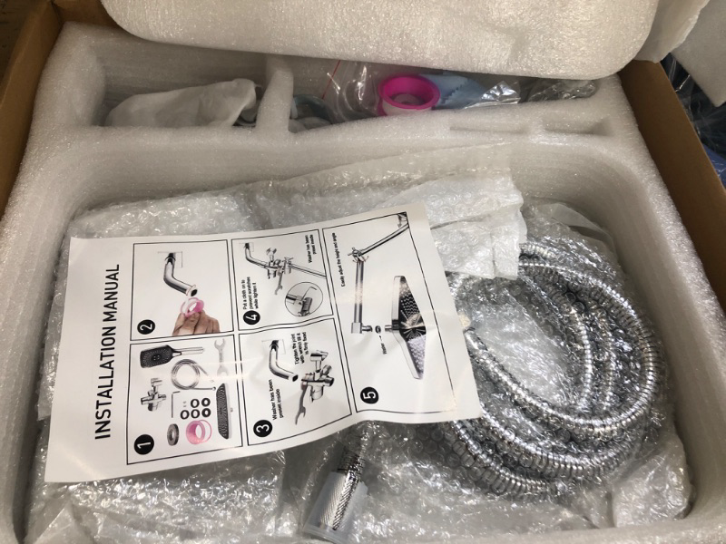 Photo 1 of (PARTIAL SET) 14 Inch Rain Shower Head with Handheld Spray Combo and Extention Arm, Rainfall Waterfall High Pressure Large Shower Heads, Dual Showerhead with 3-Way Diverter - Height/Angle Adjustable(Chrome)