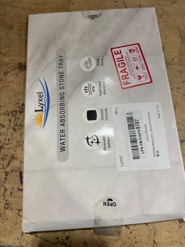 Photo 1 of 4PCS Water Absorbing Stone Tray for Sink, Fast Drying Stone Sink Tray, Water Absorbent Diatomite Trays, Diatomaceous Coaster, Stones Drying Trays for Bathroom Sinks and Kitchen Counter