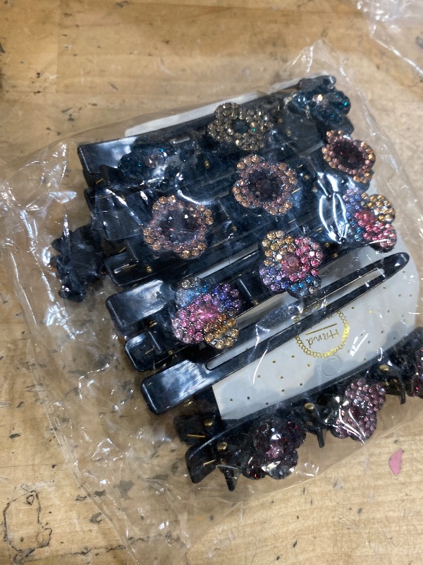 Photo 1 of 12PCS Sparkling Crystal Stone Braided Hair Clips, Braided Hair Clips for Women and Girls, Shiny Flower Rhinestone Hair Clip, Braided Duckbill Hair Clip With Crystal Hair Accessories for Styling