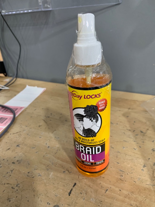 Photo 1 of AllDay Locks Braid Oil (8 oz) | Moisturizes, Strengthens Hair & Scalp | Soothes & Relieves Tension | Grape, Orange, Olive Oil | Nourish & Protect Braids, Locks, Twists, Cornrows | 8 oz