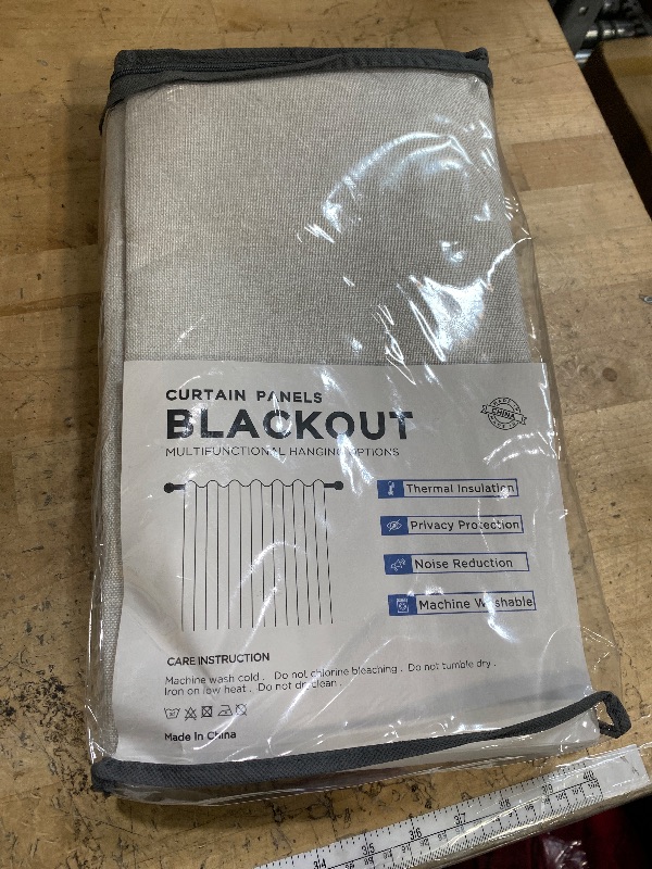 Photo 1 of 100% Blackout Shield Linen Blackout Curtains for Bedroom 96 Inches Long, Back Tab/Rod Pocket Living Room Drapes, Thermal Insulated Blackout Curtains 2 Panels Set, 50" W x 96" L, Beige