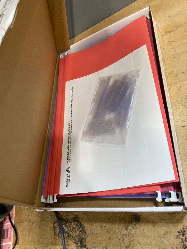 Photo 1 of 25 Blue Summit Supplies Legal Size Hanging File Folders - Assorted Gem Tone Colors (Turquoise, Teal, Coral, Purple, Magenta), Durable 11pt Paper, Plastic Tabs and Inserts Included