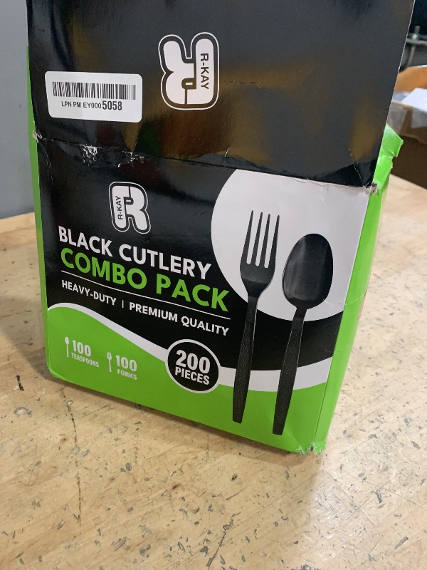 Photo 1 of 200 Count Black Plastic Silverware Heavy Duty - Black Plastic Forks And Spoons Set - BPA Free Plastic Utensils Set - Heat Resistance Cutlery For All Occasions