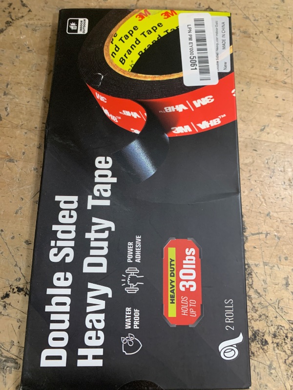 Photo 1 of 2 Pack Double Sided Heavy Duty Tape, Made of 3M VHB Tape, 16.5 FT × 0.39 IN Mounting Adhesive Foam Tape Waterproof High Temperature Resistant for Automotive LED Strips Home Office Decor Indoor Outdoor