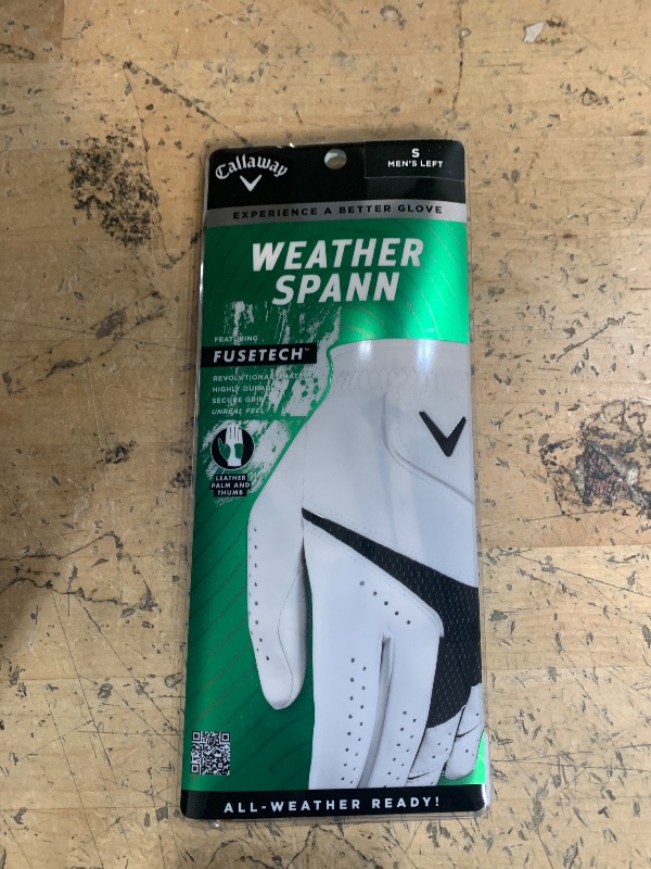 Photo 1 of *** DIRTY****      Callaway Golf Weather Spann Glove (Worn on Left Hand,White,Small,Men's)