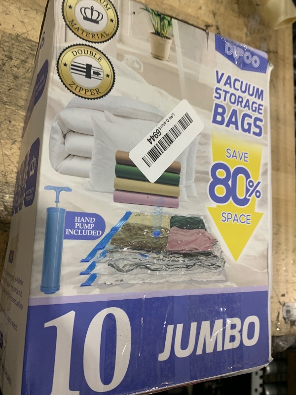 Photo 1 of 10 Pack Jumbo Vacuum Storage Bags with Hand Pump, 80% Storage Space Saving, Sturdy Leak-Free Space Saver Vacuum Seal Bags for Clothing, Vacuum Compression Bags for Travel Lugggage Blankets Comforters