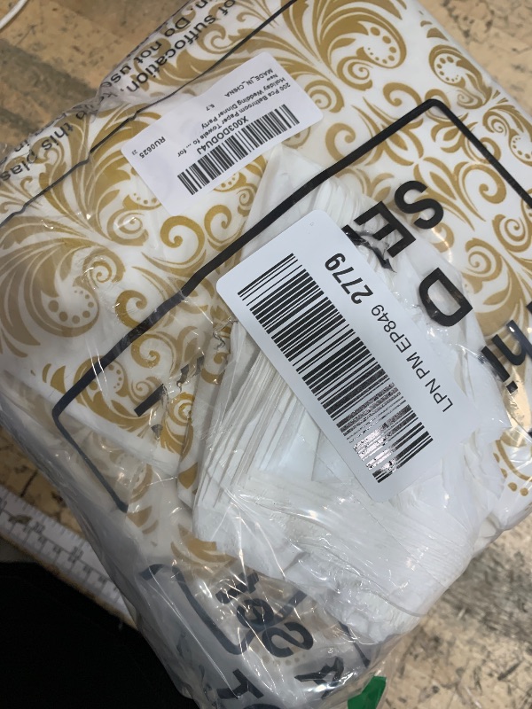 Photo 1 of Bathroom Paper Towels for Guests Gold Baroque Guest Napkins 2 Ply Disposable Paper Hand Towels Elegant Napkin for Holiday Wedding Dinner Party