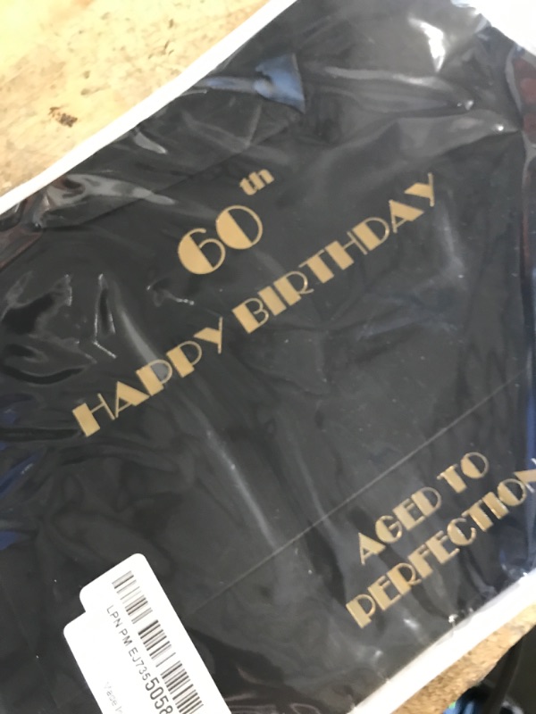 Photo 1 of 60th Birthday Gift Bag, Black Gold 60th Birthday Bag with Tissue Paper and Greeting Card for Party, Happy 60th Bithday Gift Bags for Men Women, 12.6" Medium 60th Gift Bags (60th)