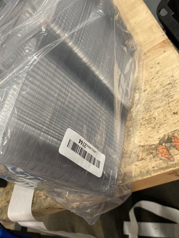 Photo 1 of 200 Count Clear Plastic Hinged Take Out Containers Clamshell Takeout Tray Food Clamshell Containers Outside Diameter for Dessert, Snacksetc, Cakes Slice, Cookies, Salads