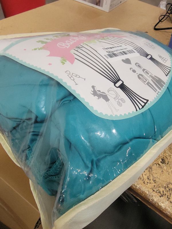 Photo 1 of 10 ft x 20 ft Wrinkle Free Turquoise Backdrop Curtain for Parties, Thick Polyester Teal Photo Backdrop Drapes,4 Panels 5ft x 10ft for Baby Shower Wedding Engagement Birthday Mermaid Party