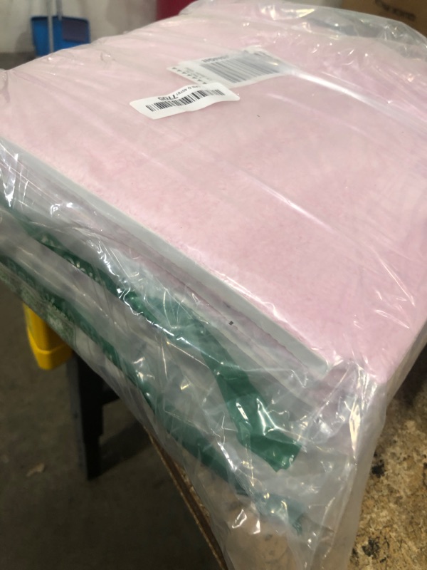 Photo 1 of 12 Pcs Plush Foam Interlocking Carpet Tiles,Soft Shaggy Fluffy Floor Area Rugs with Padding,Colorful Floor Protective Mats for Home Kids Room Playroom (White and Pink, 11.8 x 11.8 x 0.39)