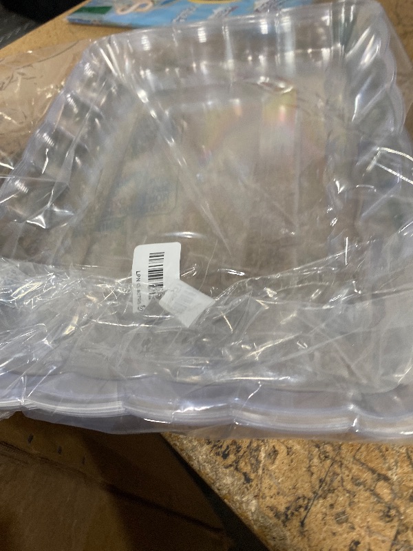 Photo 1 of 6 Pack Clear Plastic Serving Trays for Party, 9 x 13 Inch - Heavy Duty Plastic Trays for Food - Rectangular Party Serving Trays and Platters - Clear Disposable Trays