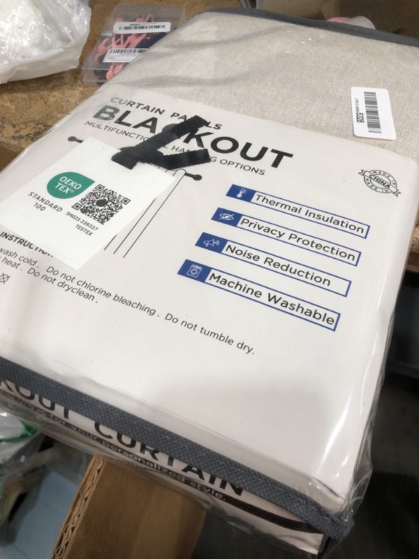 Photo 1 of 100% Blackout Shield Linen Blackout Curtains for Bedroom 84 Inches Long, Back Tab/Rod Pocket Living Room Drapes, Thermal Insulated Blackout Curtains 2 Panels Set, 50" W x 84" L, Cream