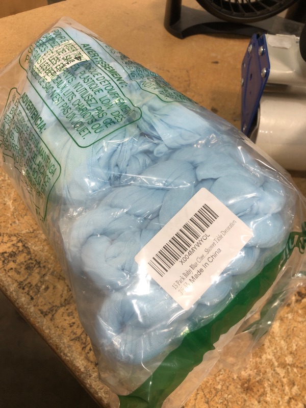 Photo 1 of 15 Pack Baby Blue Cheesecloth Table Runner 17 x 108 inch Cheese Cloth Table Runners 9ft Blue Table Runner Rustic Romantic Sheer Gauze Runner for Wedding Party Baby Shower Table Decoration