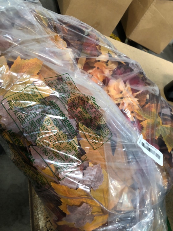 Photo 1 of 28'' Large Fall Wreath for Front Door, Porch, Window- Artificial Maple Leaves Faux Sunflower Hydrangea Pumpkins Outdoor Autumn Wreath for Home, Farmhouse Wall Thanksgiving Day Harvest Festival Decor