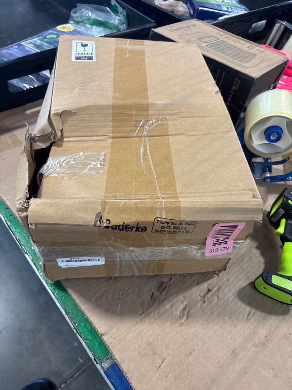 Photo 1 of ****CRACKS ON ONE OF THE PLATES***Baderke 4 Pcs Buffet Risers with Cupcake Stand Holder Serving Tray, Food Risers for Buffet Table, Display Stand Catering Dessert Collectibles, Acrylic Cube Boxes Nesting for Party (Transparent)