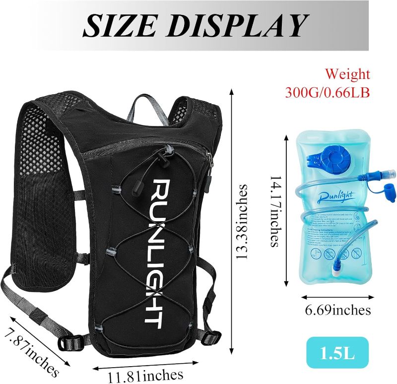 Photo 1 of GRIO Runlight Running Vest for Women Men Lightweight Hydration Backpack Pack with 1.5L Water Bladder Bag Hydro Daypack for Hiking,Trail,Skiing,Camping,Cycling...