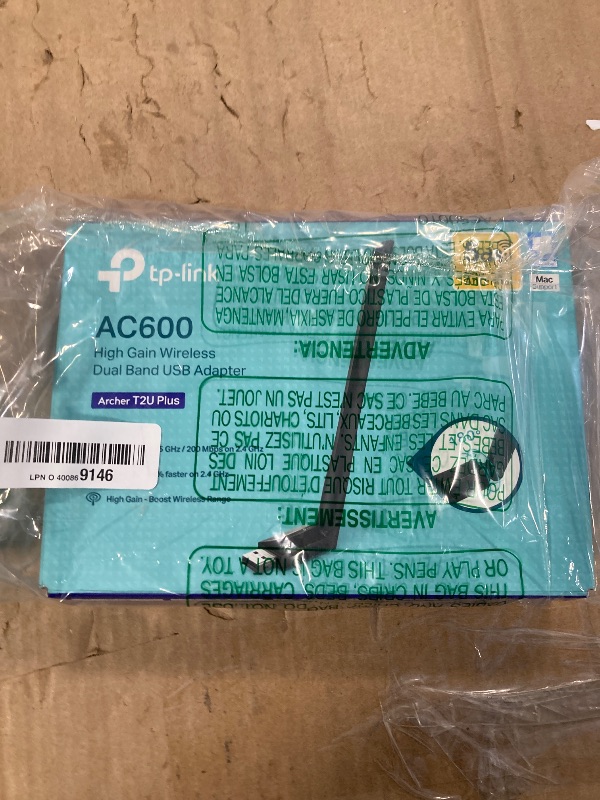 Photo 1 of TP-Link AC600 USB WiFi Adapter for PC (Archer T2U Plus)- Wireless Network Adapter for Desktop with 2.4GHz, 5GHz High Gain Dual Band 5dBi Antenna, Supports Win11/10/8.1/8/7/XP, Mac OS 10.9-10.14, Black