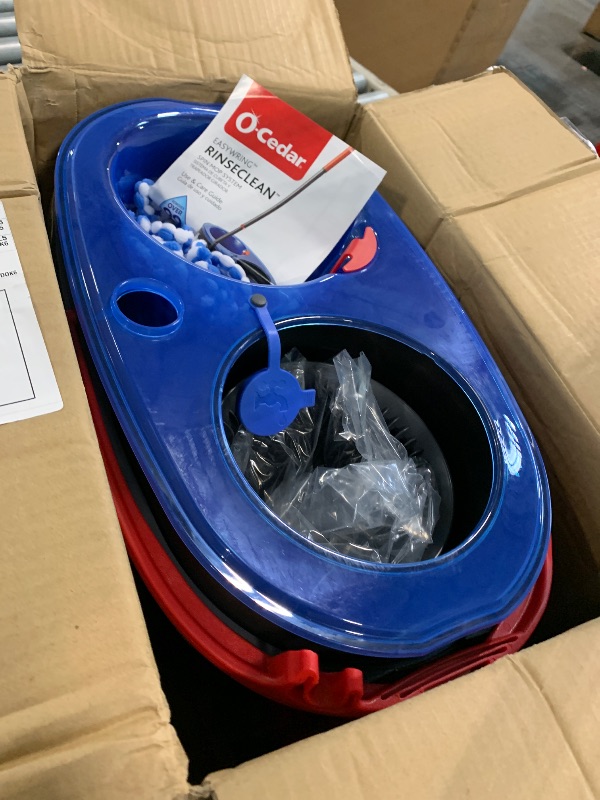 Photo 1 of ***NO MOP HANDLE*** O-Cedar RinseClean Spin Mop & Bucket System + 1 Extra Mop Head | Clean with Clean Water | Removes 99% of Bacteria