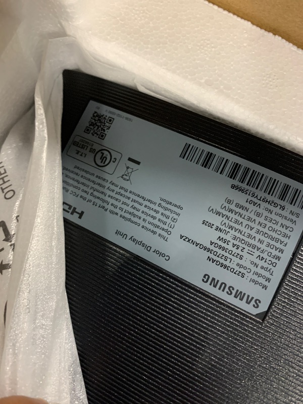 Photo 1 of ***SCREEN DAMAGED, FOR PARTS ONLY, SALE FINAL*** Samsung 27" Essential S3 (S36GD) Series FHD 1800R Curved Computer Monitor, 100Hz, Game Mode, Advanced Eye Comfort, HDMI and D-sub Ports, LS27D366GANXZA, 2024