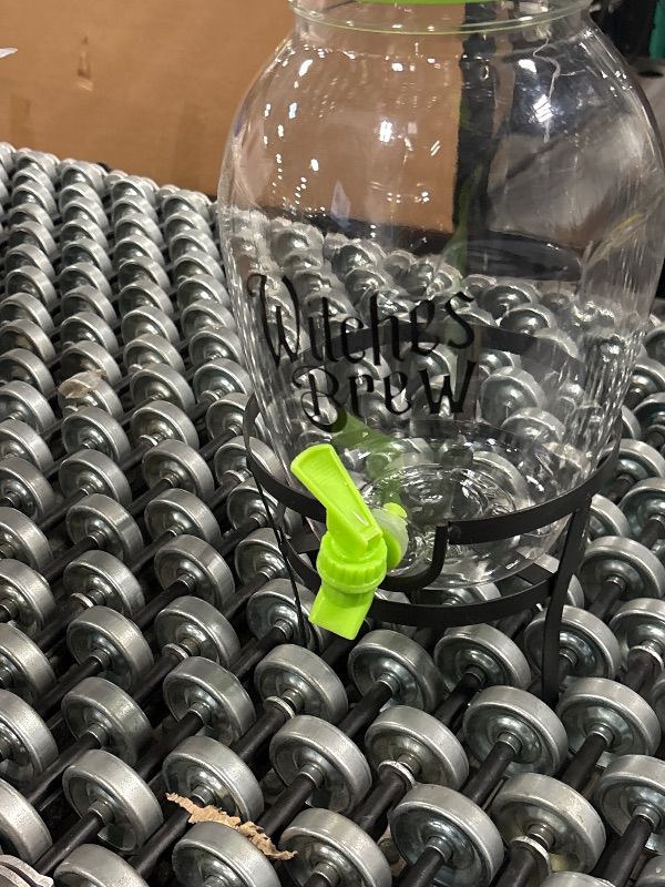 Photo 1 of **MINOR DAMAGE**DENTED**Umigy 1 Gallon Halloween Plastic Drink Dispensers with Steel Stand Halloween Jar for Outside Beverage Dispenser with Lid for Daily Life Birthday Holiday Part (Witch)