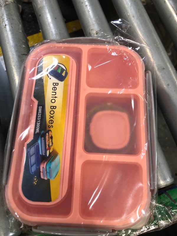 Photo 1 of **MISSING ACCESSORIES** BQQKO Bento Box Adult Lunch Box, Lunch Containers for Adults Men Women, Kids Lunch Boxes for School with 4 Compartments, Sauce Container, Utensils and Muffin Cups, Pin