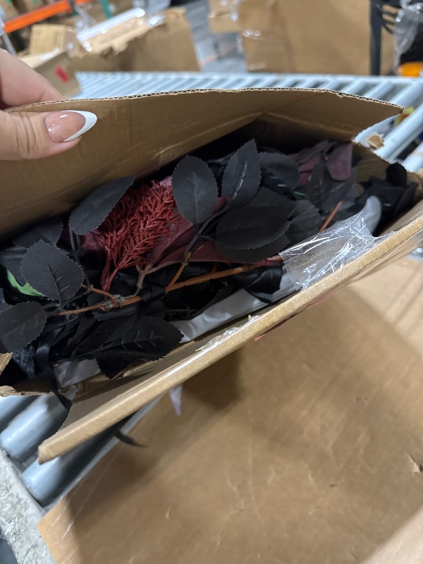 Photo 1 of *** MISSING LANTERNS*** Ling's moment 6Pack 2ft Artificial Flowers Garland Black & Burgundy Lantern Flower Centerpieces Wedding Aisle Decor Chair Flowers Arch Floral for Signs DIY Table Wall Window Cake Decoration