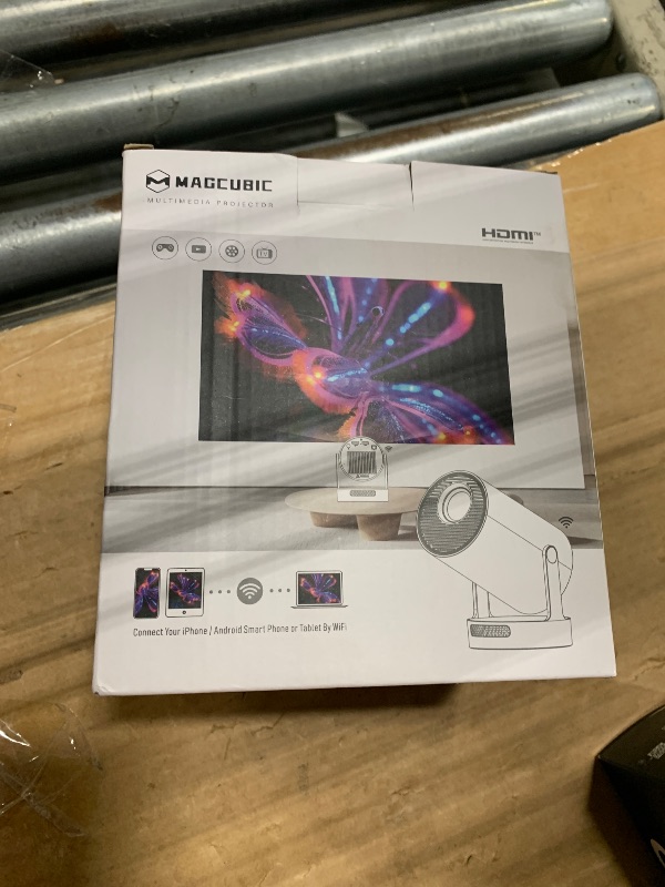 Photo 1 of ?Electric Focus?Magcubic Mini Projector 4K Support, Smart Projector with WiFi 6 and Bluetooth 5.4, 5W Soundbase Speaker, 180° Rotation, Portable Proyector for Home Theater HY300 Ultra (Grey)