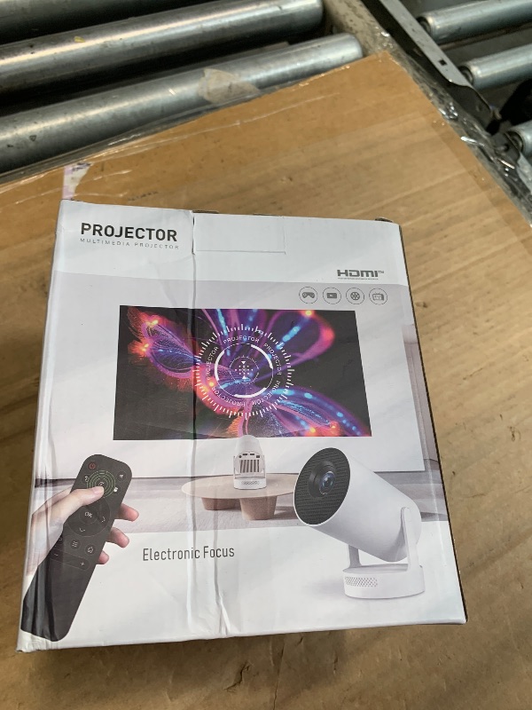 Photo 1 of ?Electric Focus?Mini Portable Projector with 4K Support, Bluetooth 5.4 WIFI6, 5watt Sound Base Speaker, 260 ANSI, Android 11, 210° Rotation , Auto Keystone Correction Video Projector HY300 PLUS