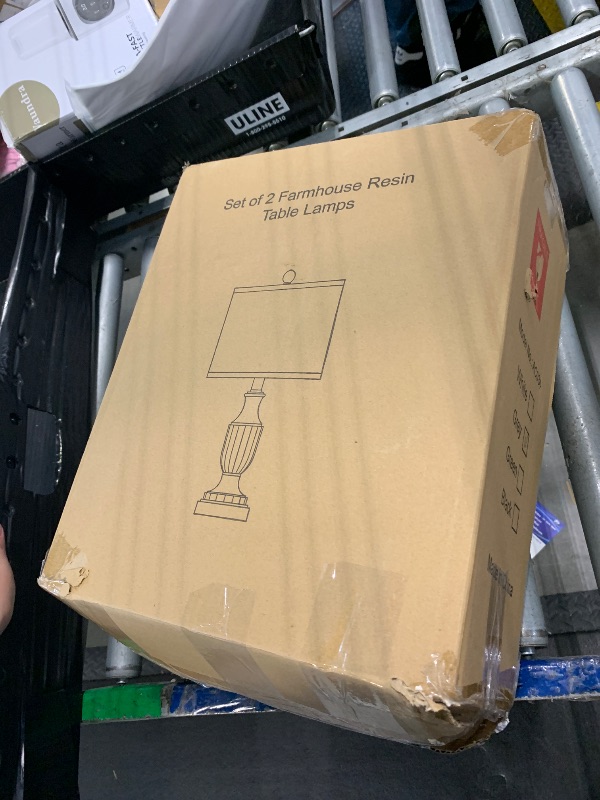 Photo 1 of **MISSING 1** TOBUSA Farmhouse Living Room Table Lamps Set of 2, Grey Rustic Vintage Table Lamps for Bedroom Nightstand, Antique Bedside Desk Lamps with Linen Shade, 22’’ Traditional Resin Lamp Sets for End Table