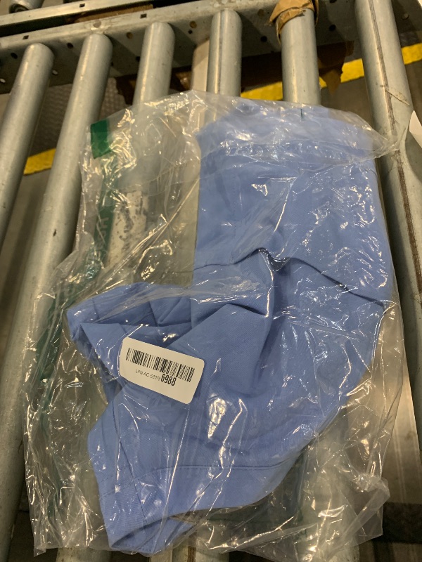 Photo 1 of **MINOR STAIN DAMAGE**Fabletics Women's Evolve 3-Pocket Scrub Top with an Oversized Fit - MotionTech, 4-Way Stretch, Wrinkle-Resist, Anti-Shrink, L, Ceil Blue