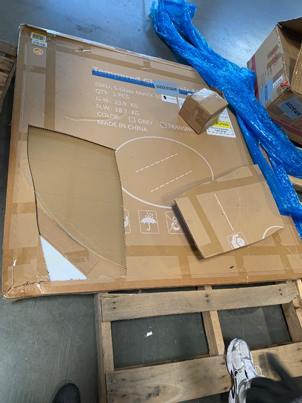 Photo 1 of [Tempered Glass] 55" x 55" Round Glass Chair Mat, Heavy Duty Hard Floor Mat with Round Corner and Polished Edge, Office Chair Mat for Carpet Office Home Hardwood Floor Desk