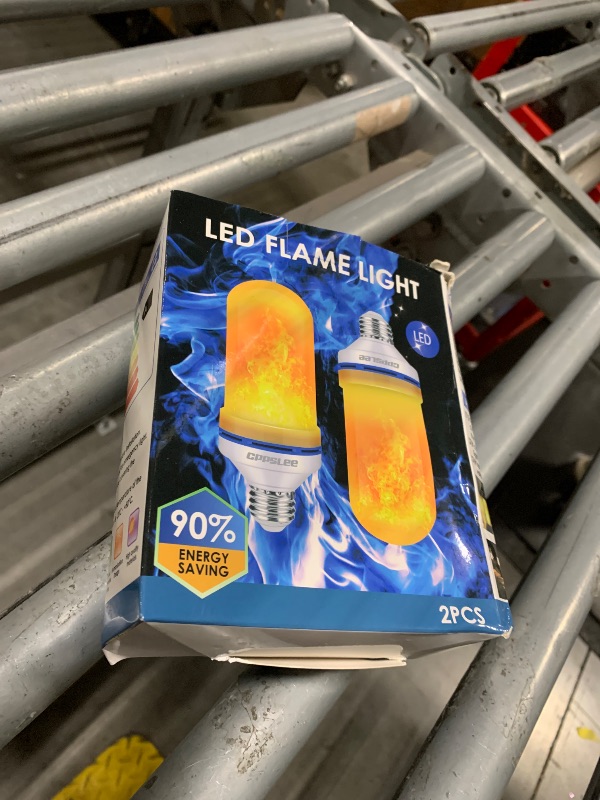 Photo 1 of Halloween Decorations Upgraded LED Flame Light Bulbs, 4 Modes Fire Flame Bulb, E26 Base Flickering Light Bulbs, Christmas Decorations Outdoor Indoor Patio Home Decor (Yellow, 2 Pack)