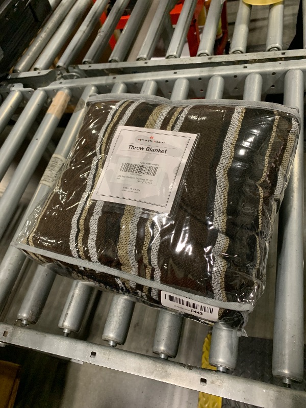 Photo 1 of Aztec Patterned Throw Blanket with Soft Sherpa Lining, Traditional Southwestern Navajo Tribal Style Warm Throw for Camping, Outdoor, Light Weight Cozy Boho Blanket for Couch, Sofa, Bed, 50"x60", Brown