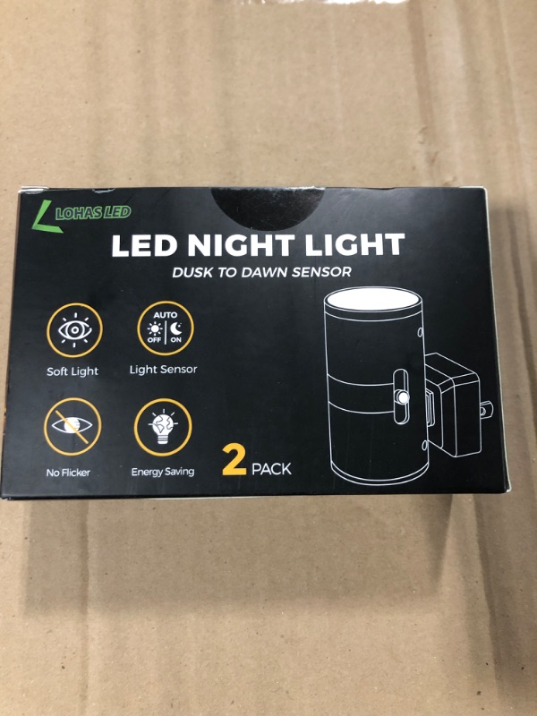 Photo 1 of ***CHECK CLERK NOTES*** L LOHAS LED Night Light Plug in, Modern Night Lights Plug into Wall, Dusk to Dawn Sensor, Soft White 3000K, 0-100LM Adjustable Brightness, Dimmable Night Lights for Hallway Bedroom Stairway, 2 Pack