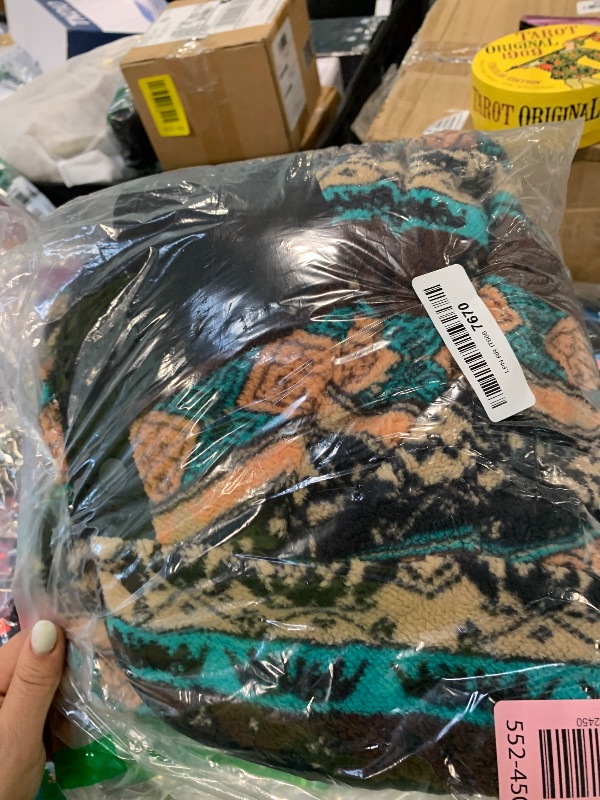 Photo 1 of ***UNKNOWN SIZE*** SELINK Womens Fleece Jacket Western Aztec Print Long Sleeve Snap Button Down Shacket Jackets with Pockets Black