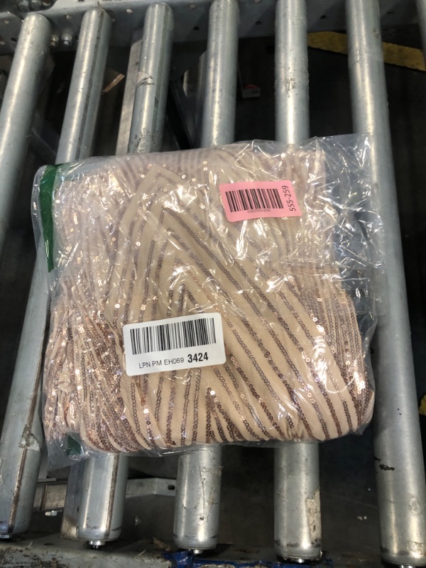 Photo 1 of ***ITEM CORRECT****Women's V Neck Spaghetti Straps Sequin Sparkly Glitter Irregular Hem Prom Dress Bcakless Maxi Evening Gowns XL Beige