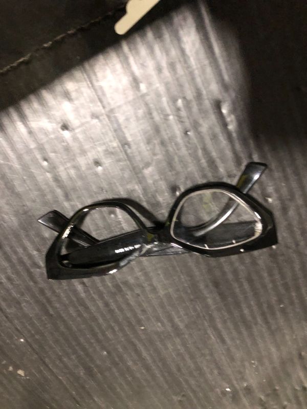 Photo 1 of ***ONE LENS MISSING***Black Geometric Cat Eye Reading Glasses for Women with Funky Look & Clear Vision - Sturdy Magnifying Glasses for Reading - Flexible for all Face Shapes Fashion Cheaters for Women - Womens Readers 2.75