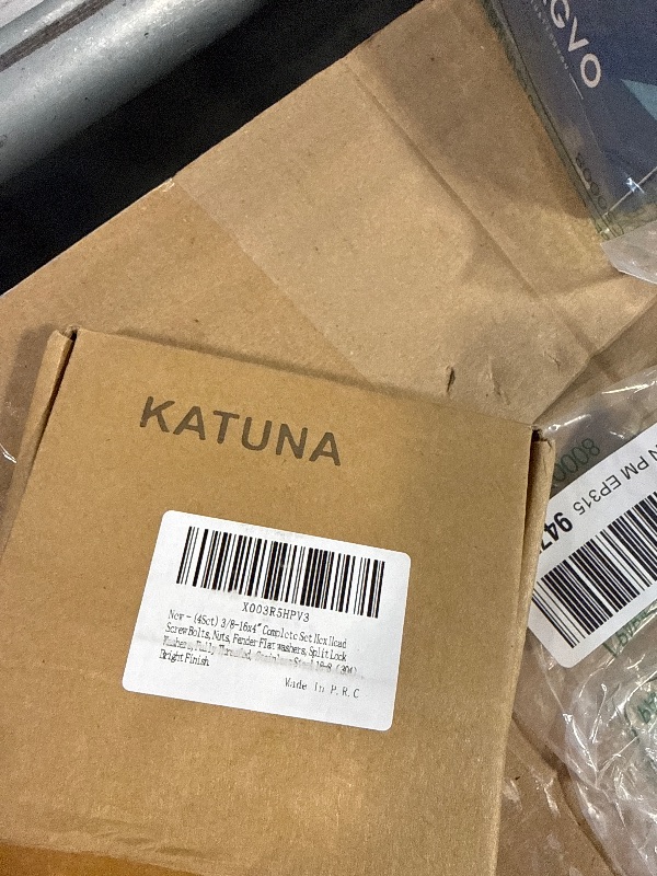 Photo 1 of (4Set) 3/8-16x4 Complete Set Hex Head Screw Bolts,Nuts,Fender Flat washers,Split Lock Washers,Fully Threaded, Stainless Steel 18-8?304?, Bright Finish.