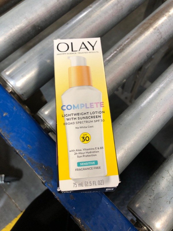 Photo 1 of **ONLY 1**  Olay Face Moisturizer, Complete with Sunscreen SPF 30, Fragrance-Free for Sensistive Skin, Broad Spectrum Sun Protection, Long-Lasting Hydration, Non-Comedogenic - Vitamin E & Aloe - 2.5 Oz - 