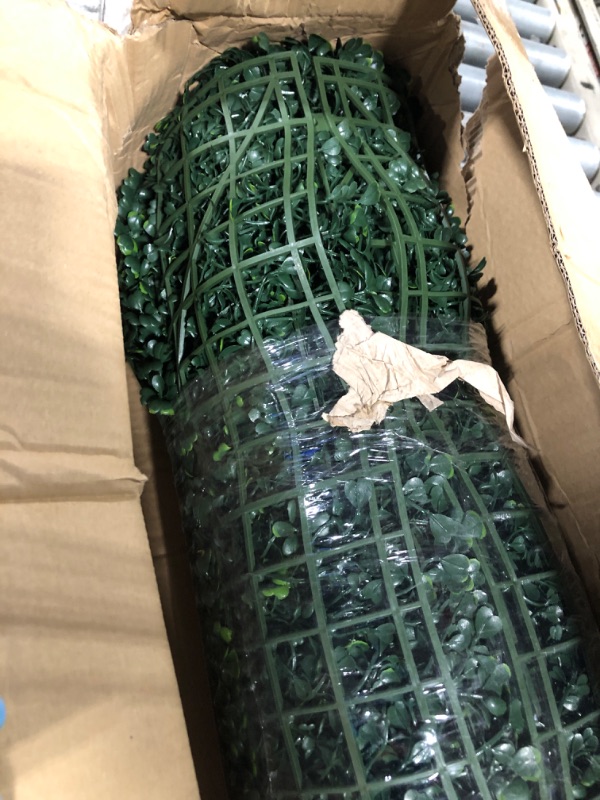 Photo 1 of ** USED ** DOPGIB Artificial Ivy Privacy Fence Screen,128"x 72" (64 SQFT) UV-Anti Faux Boxwood Roll Grass Wall Panels for Patio Balcony Privacy, Garden, Backyard Greenery Wall Backdrop Decor