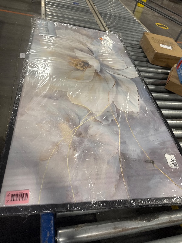 Photo 1 of * DAMAGE MINOR Lovira White Flower Large Wall Art Floral Canvas Wall Decor Pictures Prints Painting Framed Modern Artwork for Living Room Bedroom Bathroom Kitchen Office 30"x60"