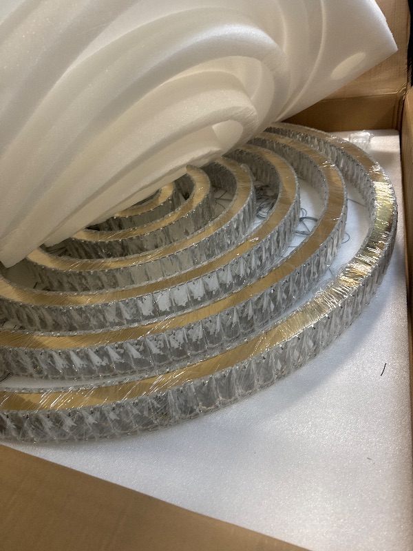 Photo 1 of ** NEW / NO RETURN ** IDEQUY Contemporary Extra Large Crystal Chandelier Modern 6 Ring LED Gold Ceiling Light Adjustable Stainless Steel Chandeliers D8+15.7"+23.6"+31.5"+39.4"+47.5"